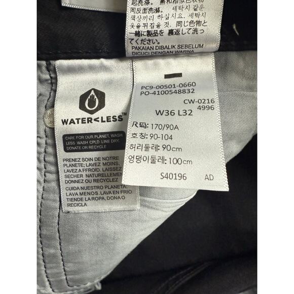 Levi’s Premium Mens 501 Black Button Fly Jeans 36x32 Straight Leg Denim Fit Slim - Picture 7 of 16